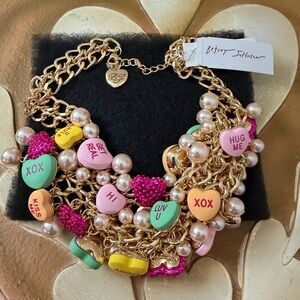 Betsey Johnson Valentine’s Day Conversation Hearts Chunky Statement Necklace